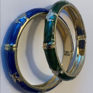 Enameled Gold-coloured Turtle Bangle Pair